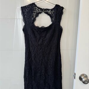 Adrianna Papell Black Lace Backless Dress